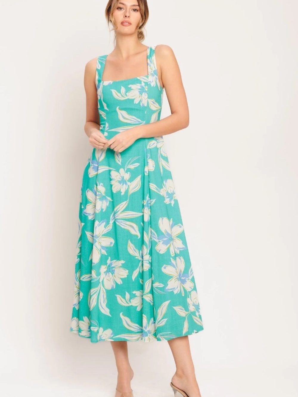 Flying Tomato AQUA DAYDREAM WOVEN MIDI DRESS blue